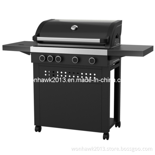Gas Barbeque Grill with 4 Main Burners and One Side Burner with CE Certificate